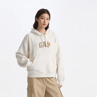 GAP女装秋季款经典logo碳素磨毛抓绒休闲连帽衫卫衣634443 米白色 L (170/88A)亚洲尺码