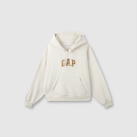 GAP女装秋季款经典logo碳素磨毛抓绒休闲连帽衫卫衣634443 米白色 XS (155/76A)亚洲尺码