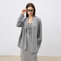 自巧小个子气质灰色针织开衫外套女2025早春新款高级感浴袍风毛衣