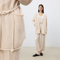 自巧小个子气质灰色针织开衫外套女2025早春高级感浴袍风毛衣 燕麦色 XXS （1码）