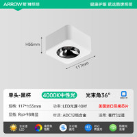 箭牌照明 ARROW 箭牌 JP1XD0404002 全光谱护眼明装筒灯 10W 36° 电镀黑杯