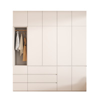 实木衣柜免拉手分段式2025家用小户型柜子卧室家具大衣橱