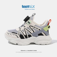 天美意童鞋女童老爹鞋2024春夏季透气网面鞋纽扣运动跑步鞋子中大童 灰色(镂空) 27 27码