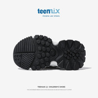 天美意童鞋女童老爹鞋2024春夏季透气网面鞋纽扣运动跑步鞋子中大童 黑色 34