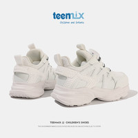 天美意童鞋女童老爹鞋2024春夏季透气网面鞋纽扣运动跑步鞋子中大童 208白色 35