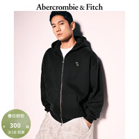 Abercrombie & Fitch 男装女装装24秋新经典小麋鹿抓绒全拉链连帽卫衣KI122-4257 黑色 L (180/108A)