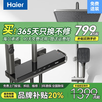 海尔 Haier 淋浴花洒套装家用精铜增压恒温花洒全套卫浴枪灰色L343 L343