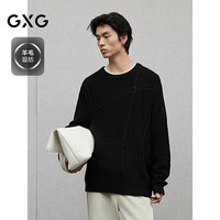 GXG男装 立体提花毛衣分割设计线衫通勤内搭针织衫 2024冬季 黑色 XL
