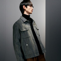 GXG奥莱 零压多色小香风简约休闲宽松短款大衣外套 23年冬季 灰绿色 170/M