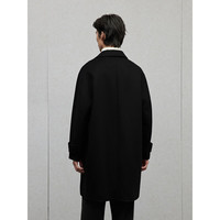 GXG男装 多色明线设计简约休闲平驳领长款大衣外套 2024年冬 黑色 3XL