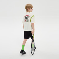 马骑顿（MQD）【上衣+裤】MQD童装男大童夏季潮酷休闲运动短袖套装 米白 160cm