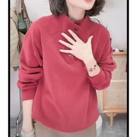 FDPV山东即墨卫衣女保暖2024秋冬套头护颈时尚加厚休闲搭大个子上 红色 L 101-115斤