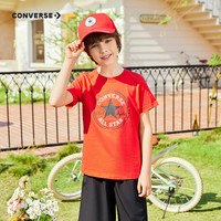 匡威（Converse）匡威儿童装男童短袖T恤2024夏季大童潮牌上衣女童夏装男孩半袖t恤 学院红 160 /80 【身高158-170cm】