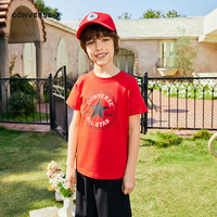 匡威（Converse）匡威儿童装男童短袖T恤2024夏季大童潮牌上衣女童夏装男孩半袖t恤 学院红 110 /52 【身高98-104cm】