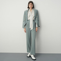 爱特爱气质通勤一粒扣挺括收腰高级感小西装秋季短外套7103806 浅海蓝38 XL 170