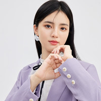 秋水伊人通勤风西装春季女装高级感休闲外套 紫色 XL