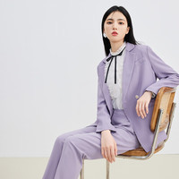秋水伊人通勤风西装春季女装高级感休闲外套 紫色 L