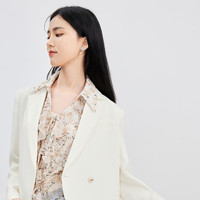 秋水伊人通勤风西装春季女装高级感休闲外套 米白 S