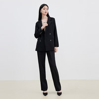 秋水伊人通勤西装春季干练西装领修身百搭简约小西服外套 黑色 S