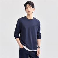 佐丹奴长袖T恤男街头风纯棉口袋卫衣布潮牌圆领上衣01024785 12林木棕 L