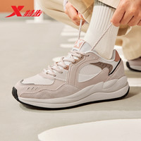 XTEP特步奶油鞋女款2025夏季复古透气运动鞋软底轻便休闲鞋男 A款-粉棕褐/白沙灰/蜜茶棕 35