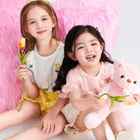 PawinPaw卡通小熊童装年夏季女宝宝收口花边圆领短袖T恤 象牙色/39 090