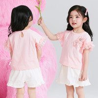 PawinPaw卡通小熊童装年夏季女宝宝收口花边圆领短袖T恤 象牙色/39 100