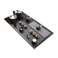 澜翊天然整块乌金石茶盘全自动一体茶具套装家用功夫电磁炉客厅简约 03长片款带全自动电器80*37