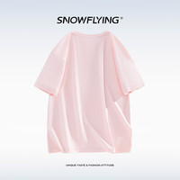 雪中飞 SNOW FLYING夏季女装纯棉T恤圆领百搭简约印花舒适透气短袖上衣宽松白色半袖 冰川蓝 基础版 S 115斤以内