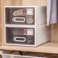 禧天龙 塑料床头柜抽屉式收纳柜透明单层储物柜收纳柜可组合衣物儿童 灰色 加大号1个装45*45*20.5cm