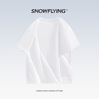 雪中飞 SNOW FLYING夏季女装纯棉T恤圆领百搭简约印花舒适透气短袖上衣宽松白色半袖 冰川蓝 T5 M 115-140斤