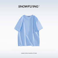 雪中飞 SNOW FLYING夏季女装纯棉T恤圆领百搭简约印花舒适透气短袖上衣宽松白色半袖 云朵白 T7 L 140-165斤