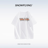 雪中飞 SNOW FLYING夏季女装纯棉T恤圆领百搭简约印花舒适透气短袖上衣宽松白色半袖 宝石黑 T9 M 115-140斤