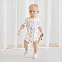 英氏（YEEHOO）英氏婴儿衣服夏季连体衣竹棉透气包屁衣抑菌宝宝哈衣 年 甜心满印【竹纤维】 66cm(3-6个月-参考身高60-66cm)