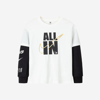 NIKE 耐克童装男女纯棉长袖t恤假两件儿童长t打底衫 棉花糖 160 /76 【身高152-158cm】