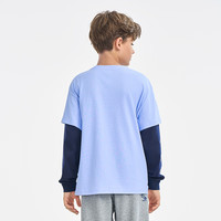 NIKE 耐克童装男女纯棉长袖t恤假两件儿童长t打底衫 石南蓝 110 /52 【身高98-104cm】
