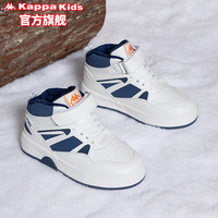 Kappa Kids卡帕童鞋加绒棉鞋儿童运动鞋冬季加厚保暖高帮休闲鞋 米白/兰4057 37