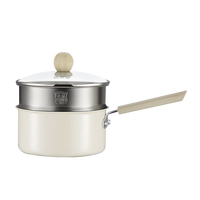 炊大皇奶锅不粘锅麦饭石小汤锅宝宝婴儿辅食牛奶锅双层小蒸锅电磁炉燃气