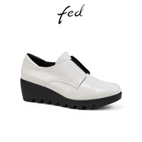 fed复古松糕鞋春季女鞋真皮休闲鞋系带单鞋女款S0306-YAB003 米色-一脚蹬_002 37