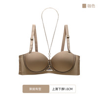 六只兔子内衣女小胸聚拢收副乳不外扩甜美性感多巴胺文胸罩套装 咖色 34/75AB