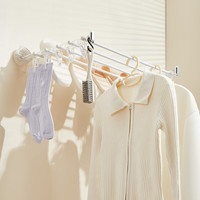 诺室可折叠吸盘晾衣架多夹子家用阳台免打孔壁挂内衣裤袜子晾晒架 白银色-2个装