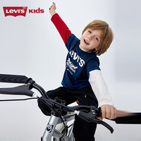 LEVI'S 李维斯儿童童装T恤长袖男童圆领上衣长袖T 深靛蓝 140/68  140 /68 【身高128-140cm】