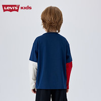 LEVI'S 李维斯儿童童装T恤长袖男童圆领上衣长袖T 深靛蓝 130/64  130 /64 【身高116-122cm】