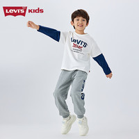 LEVI'S 李维斯儿童童装T恤长袖男童圆领上衣长袖T 糖果白 140/68  140 /68 【身高128-140cm】