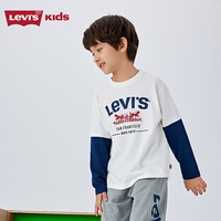 LEVI'S 李维斯儿童童装T恤长袖男童圆领上衣长袖T 糖果白 150/72 