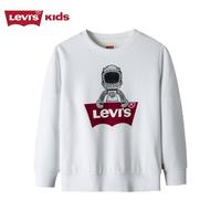 LEVI'S李维斯童装男女童圆领加绒卫衣秋冬加绒款保暖上衣 明亮白110/52 110 /52 【身高98-104cm】