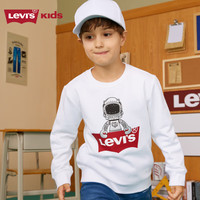 LEVI'S李维斯童装男女童圆领加绒卫衣秋冬加绒款保暖上衣 明亮白110/56 110 /56 【身高104-110cm】