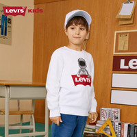 LEVI'S李维斯童装男女童圆领加绒卫衣秋冬加绒款保暖上衣 明亮白160/76 160 /76 【身高152-158cm】