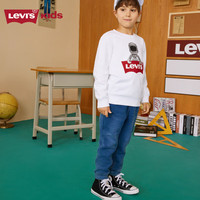 LEVI'S李维斯童装男女童圆领加绒卫衣秋冬加绒款保暖上衣 明亮白150/72 150 /72 【身高140-152cm】