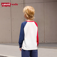 LEVI'S 李维斯童装儿童棉长袖T春季撞色拼接男童圆领上衣 糖果白   130 -64